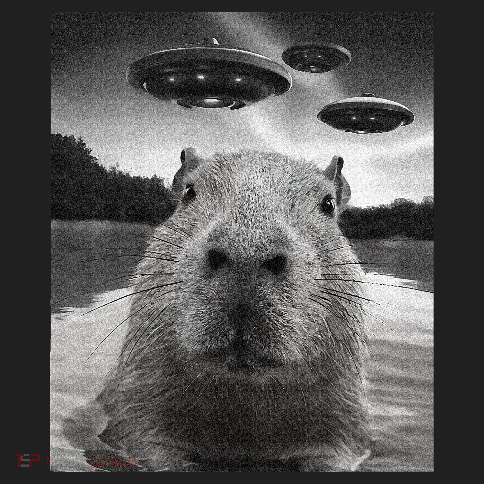 Funny Graphiccapybara Selfie With Ufos Weird Hat