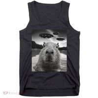 Funny Graphiccapybara Selfie With Ufos Weird Tank Top thumb 0