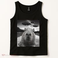 Funny Graphiccapybara Selfie With Ufos Weird Tank Top thumb 2