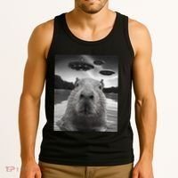 Funny Graphiccapybara Selfie With Ufos Weird Tank Top thumb 3