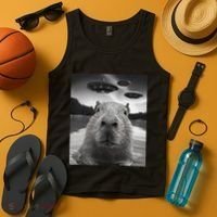 Funny Graphiccapybara Selfie With Ufos Weird Tank Top thumb 4