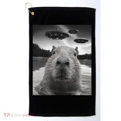 Funny Graphiccapybara Selfie With Ufos Weird Golf Towel