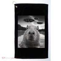 Funny Graphiccapybara Selfie With Ufos Weird Golf Towel thumb 0