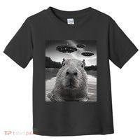 Funny Graphiccapybara Selfie With Ufos Weird Toddler T-Shirt thumb 0
