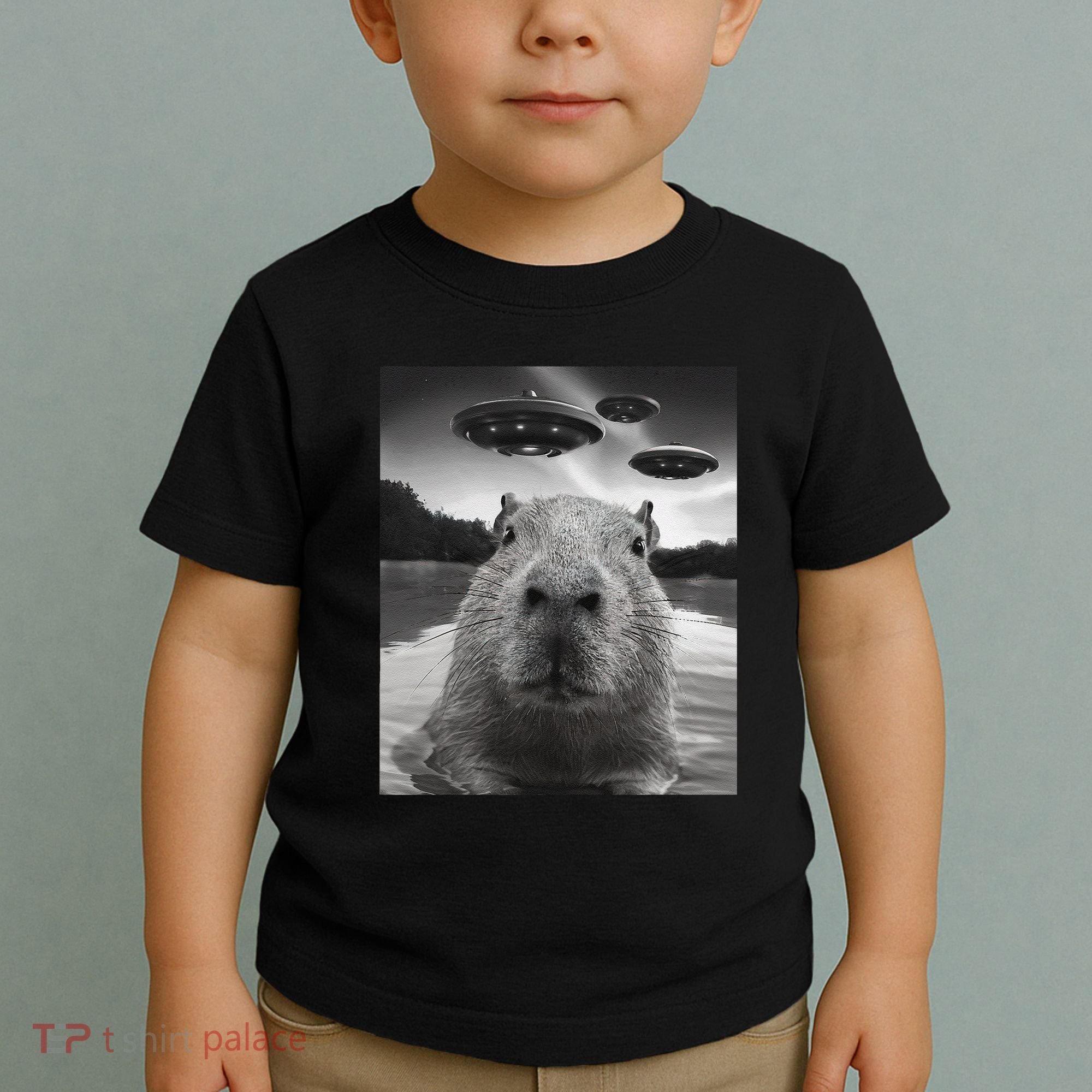 Funny Graphiccapybara Selfie With Ufos Weird Toddler T-Shirt