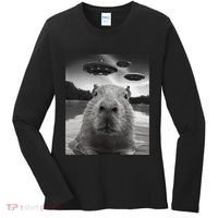 Funny Graphiccapybara Selfie With Ufos Weird Women's Long Sleeve Shirt thumb 0