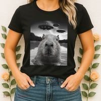 Funny Graphiccapybara Selfie With Ufos Weird Women's T-Shirt thumb 2