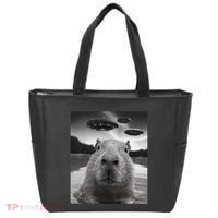 Funny Graphiccapybara Selfie With Ufos Weird Tote Bag thumb 0