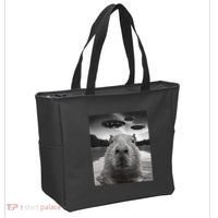 Funny Graphiccapybara Selfie With Ufos Weird Tote Bag thumb 2