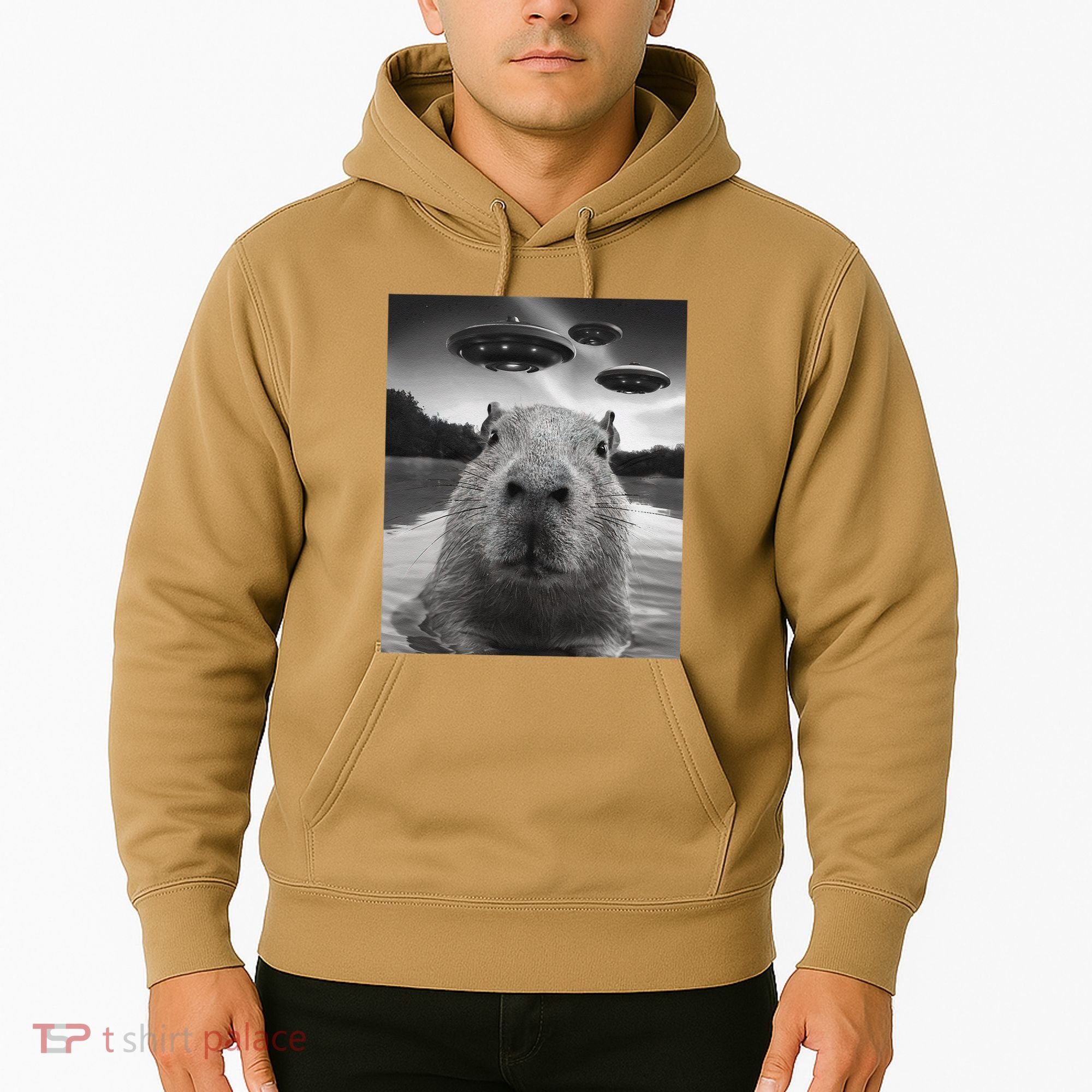 Funny Graphiccapybara Selfie With Ufos Weird Hoodie