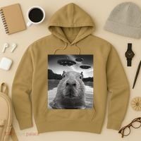 Funny Graphiccapybara Selfie With Ufos Weird Hoodie thumb 3