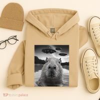 Funny Graphiccapybara Selfie With Ufos Weird Hoodie thumb 4