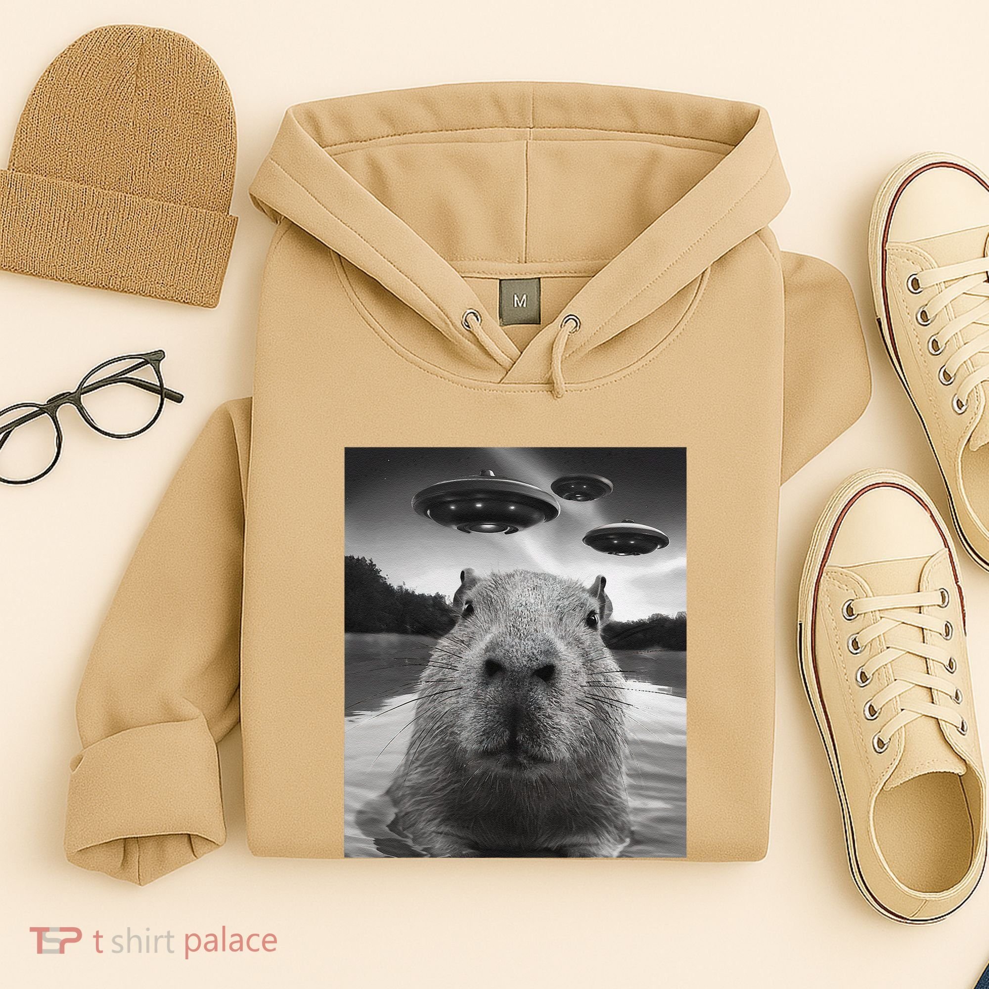 Funny Graphiccapybara Selfie With Ufos Weird Hoodie
