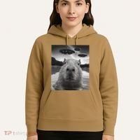 Funny Graphiccapybara Selfie With Ufos Weird Hoodie thumb 5