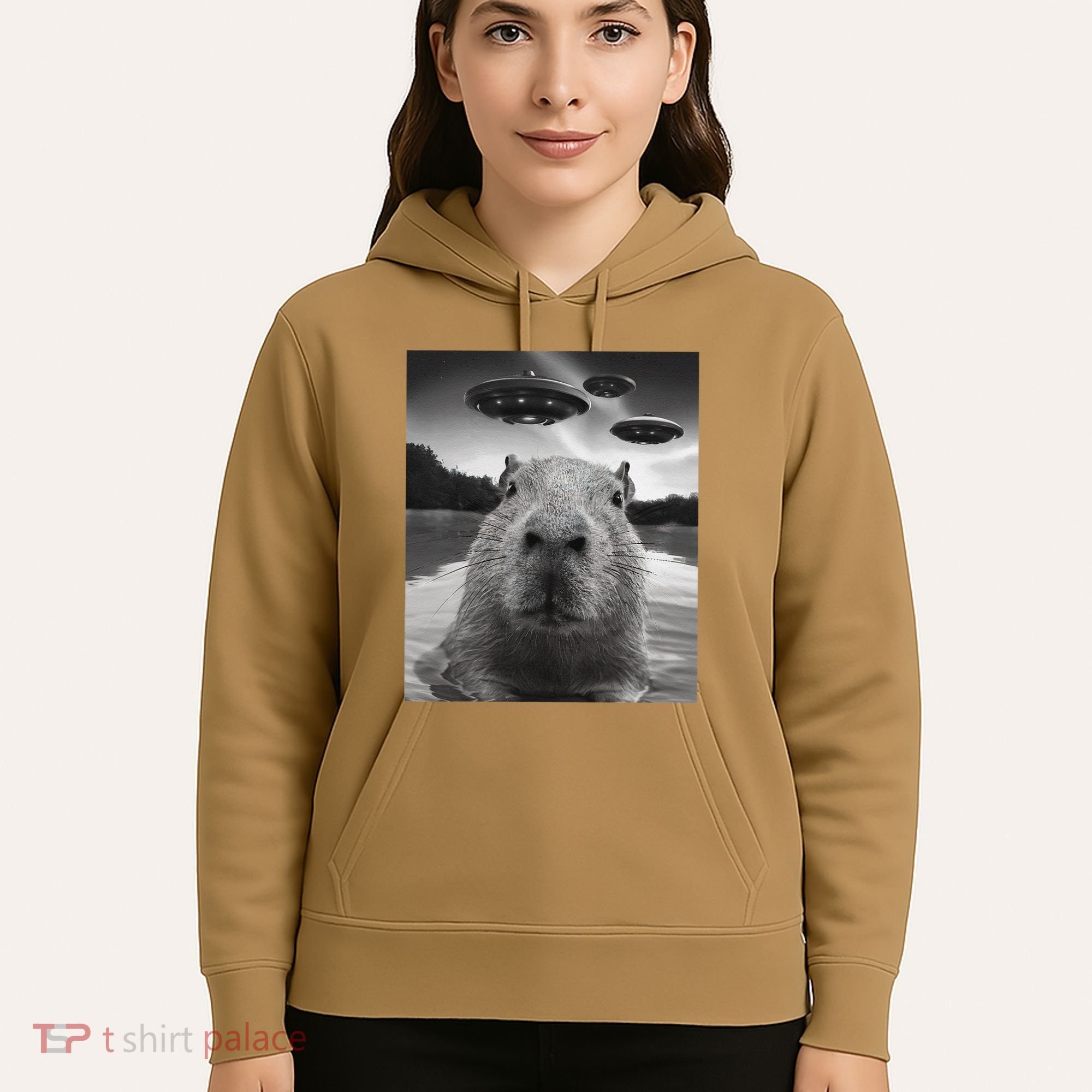 Funny Graphiccapybara Selfie With Ufos Weird Hoodie
