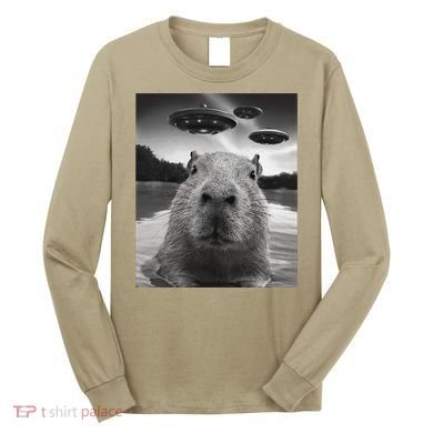 Funny Graphiccapybara Selfie With Ufos Weird Long Sleeve Shirt