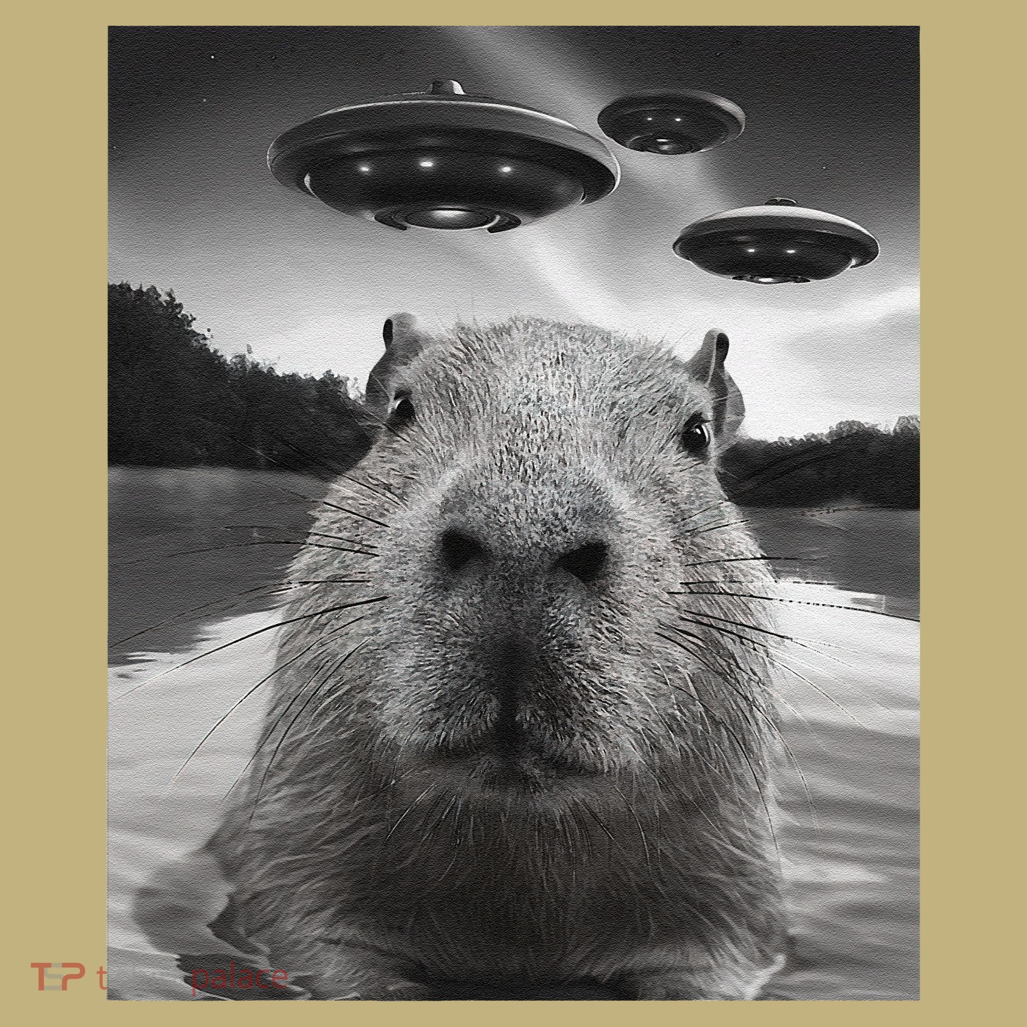 Funny Graphiccapybara Selfie With Ufos Weird Long Sleeve Shirt