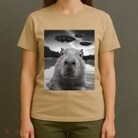 Funny Graphiccapybara Selfie With Ufos Weird T-Shirt thumb 4