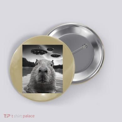 Funny Graphiccapybara Selfie With Ufos Weird Button