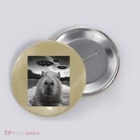 Funny Graphiccapybara Selfie With Ufos Weird Button thumb 0