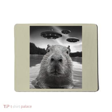 Funny Graphiccapybara Selfie With Ufos Weird Mousepad