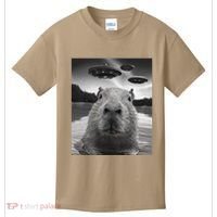 Funny Graphiccapybara Selfie With Ufos Weird Kids T-Shirt thumb 0