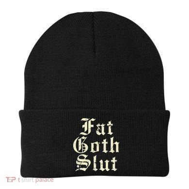 Fat Goth Slut Stylized Big White Font Beanie