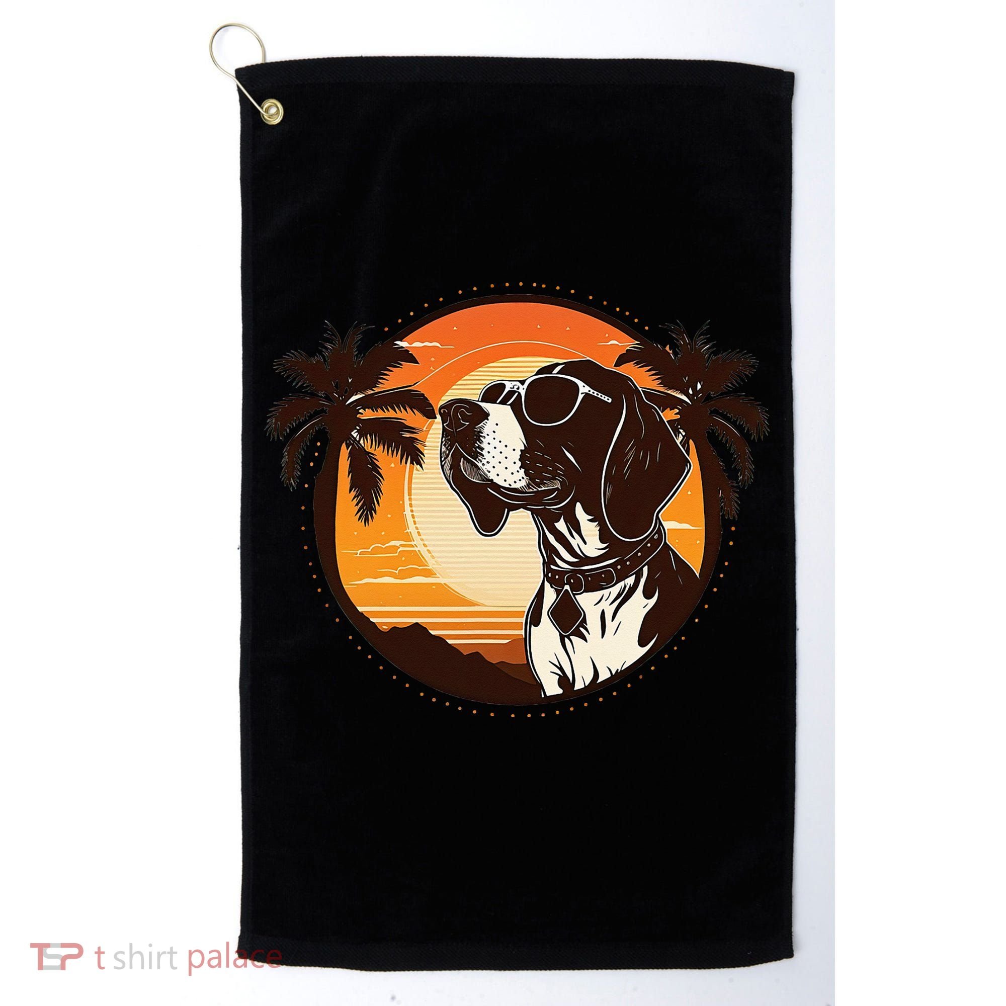Funny german shorthaired pointer Cute Cool Sunglasses Golf Towel