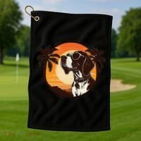 Funny german shorthaired pointer Cute Cool Sunglasses Golf Towel thumb 1