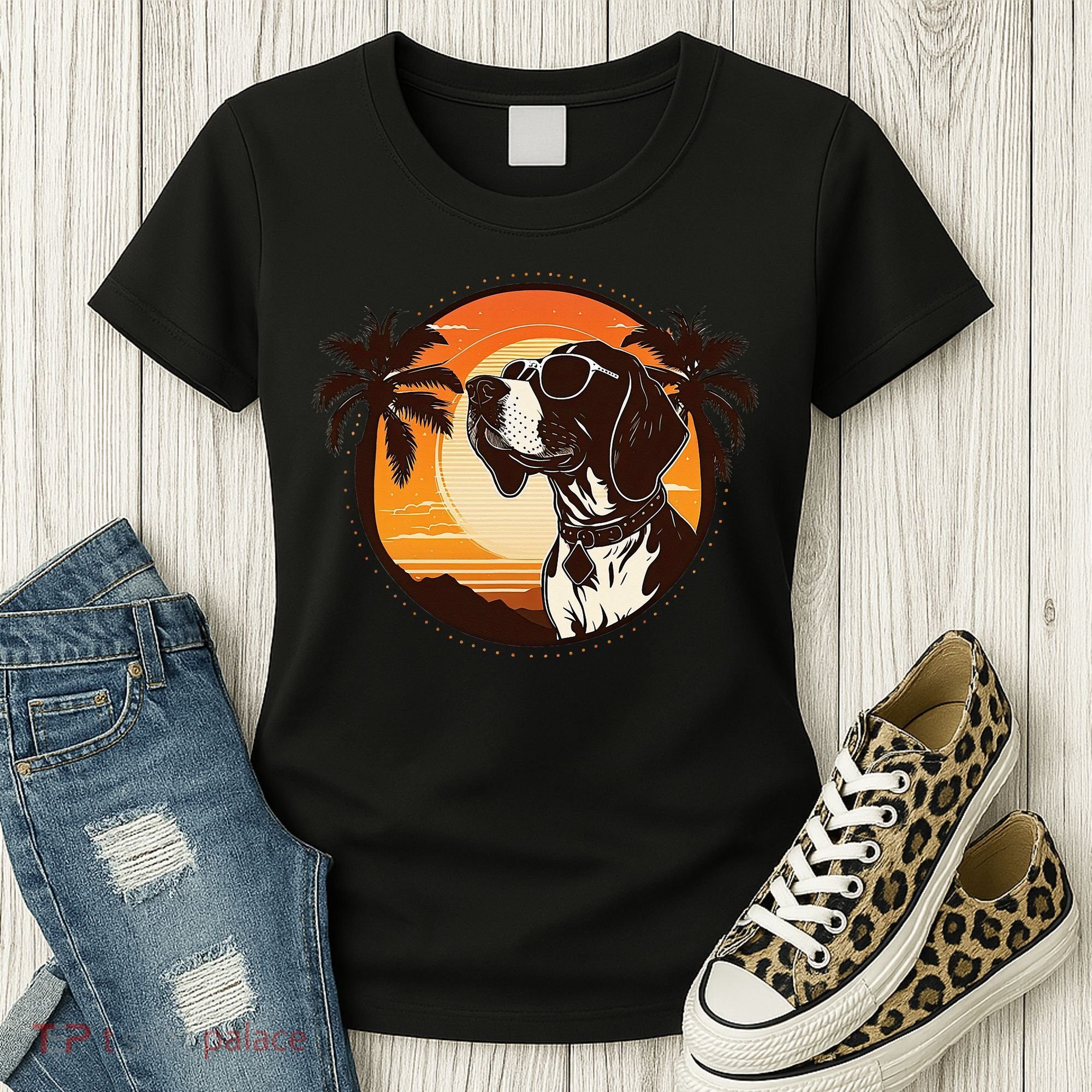 Funny german shorthaired pointer Cute Cool Sunglasses Women's T-Shirt