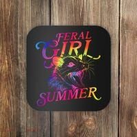 Feral Girl Summer Funny Coaster thumb 0