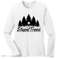 Funny Golfer Stupid Trees Women's Long Sleeve Shirt thumb 0