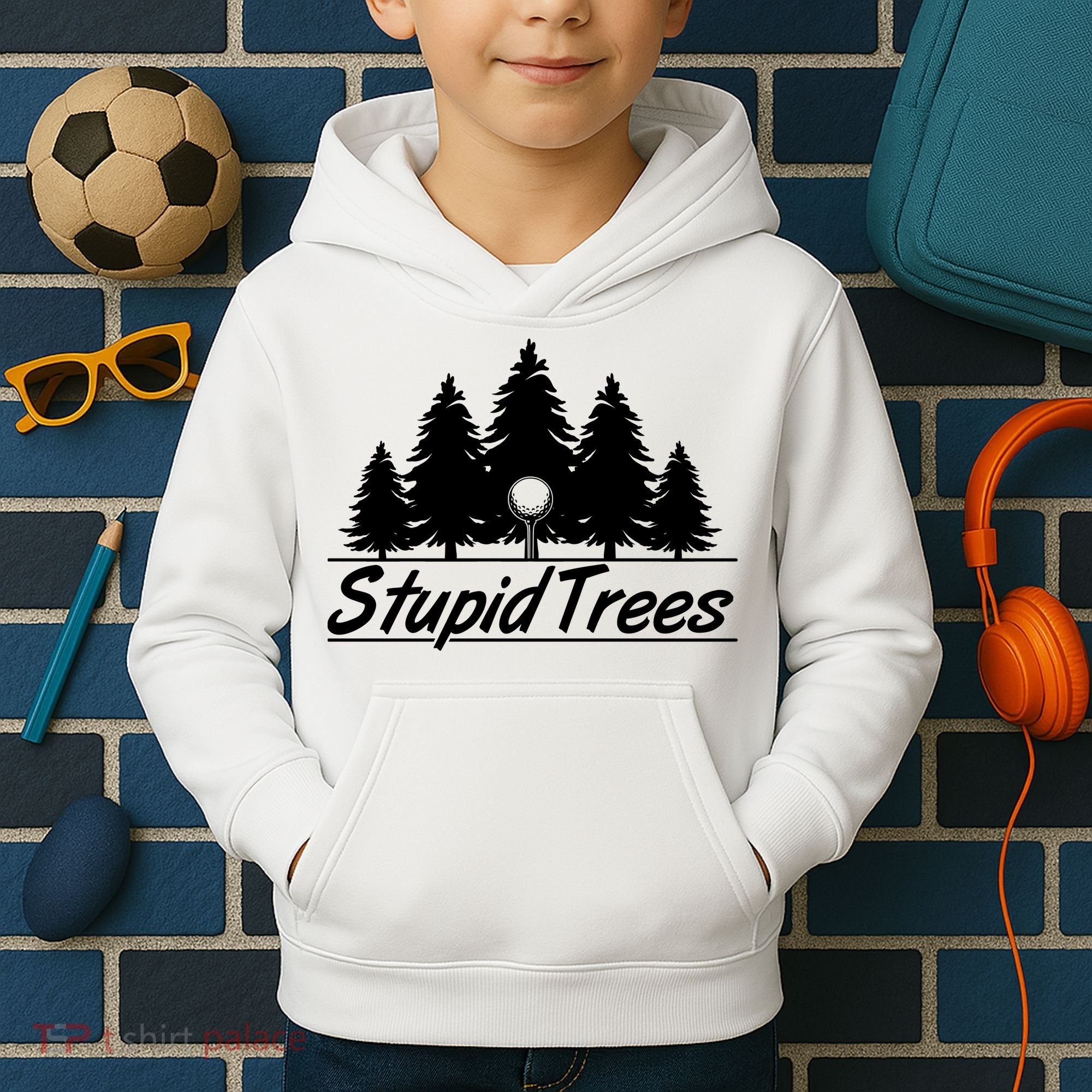 Funny Golfer Stupid Trees Kids Hoodie