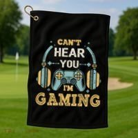 Funny Gamer Saying I CanT Hear You IM Gaming Cool Gift Golf Towel thumb 1