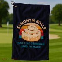 Funny Gift Synonym Rolls English Teacher Student Retro Golf Towel thumb 1