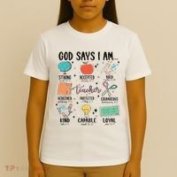 Funny God Says I Am Teacher Bible Verse Christian Teacher Teacher God Says T-Shirt thumb 4