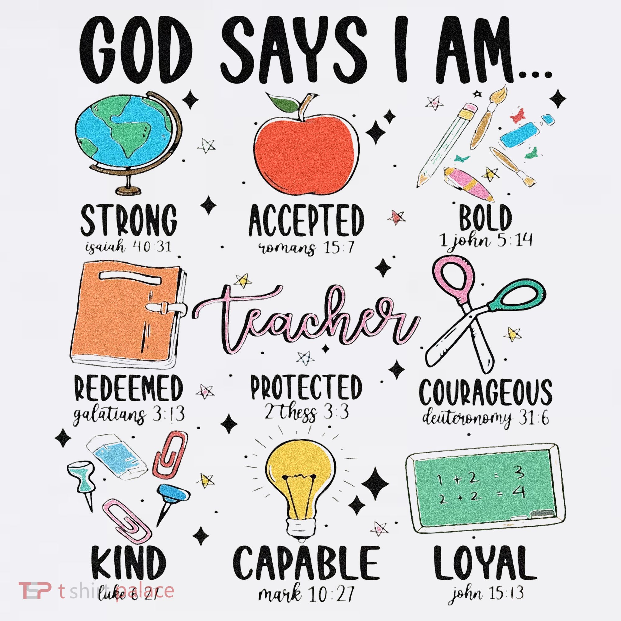 Funny God Says I Am Teacher Bible Verse Christian Teacher Teacher God Says T-Shirt