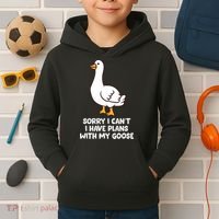 Funny Goose Sorry I CanT I Have Plans With My Goose Kids Hoodie thumb 2