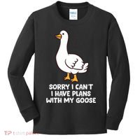 Funny Goose Sorry I CanT I Have Plans With My Goose Kids Long Sleeve Shirt thumb 0