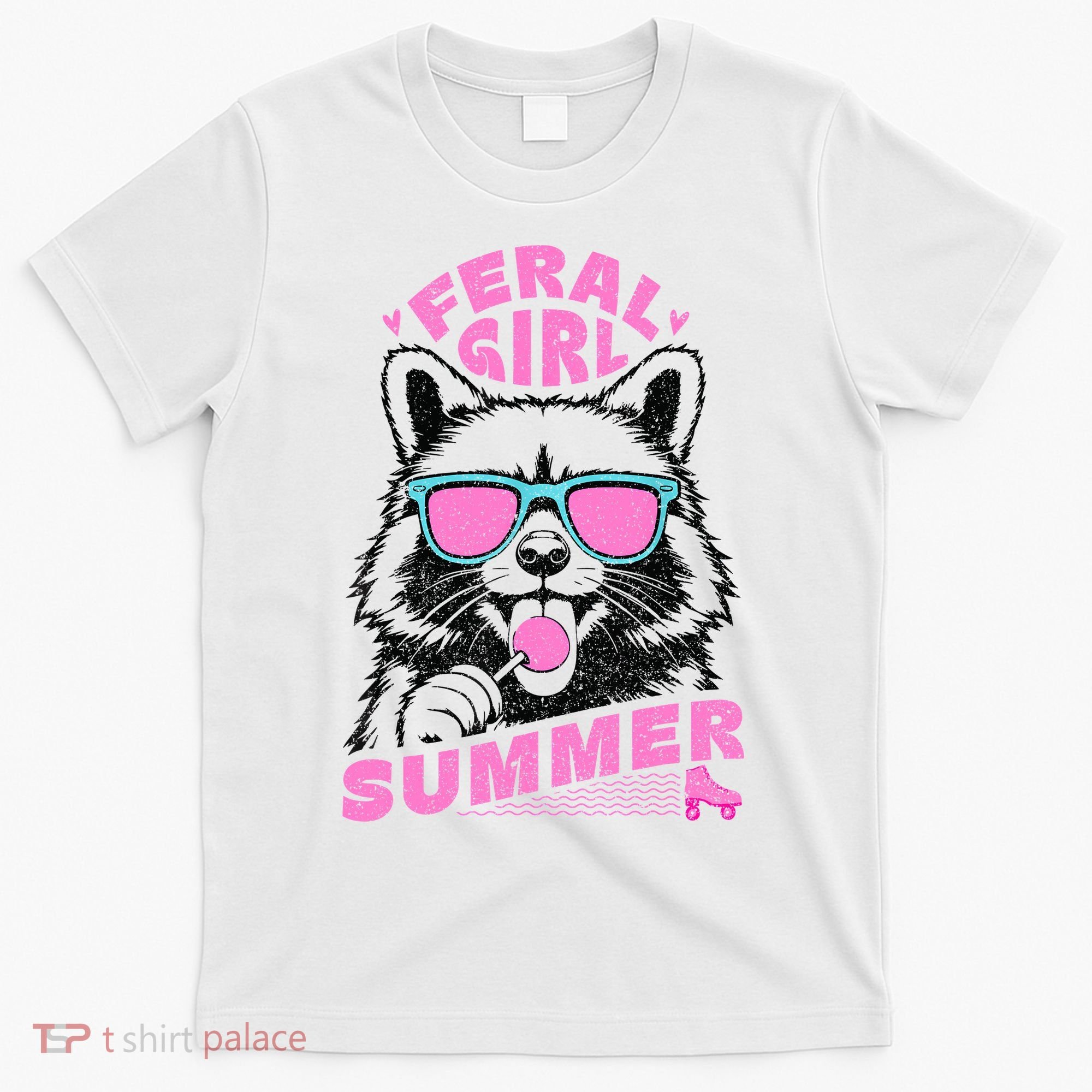 Feral Girl Summer Raccoon Vintage T-Shirt