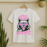 Feral Girl Summer Raccoon Vintage T-Shirt thumb 2
