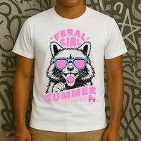 Feral Girl Summer Raccoon Vintage T-Shirt thumb 3