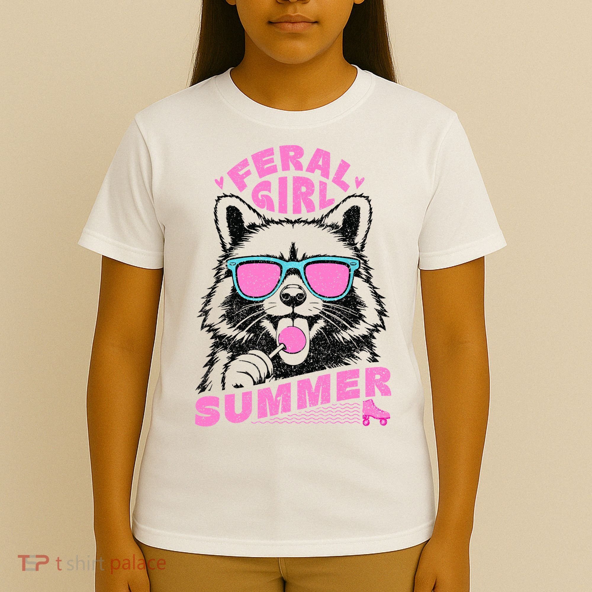Feral Girl Summer Raccoon Vintage T-Shirt