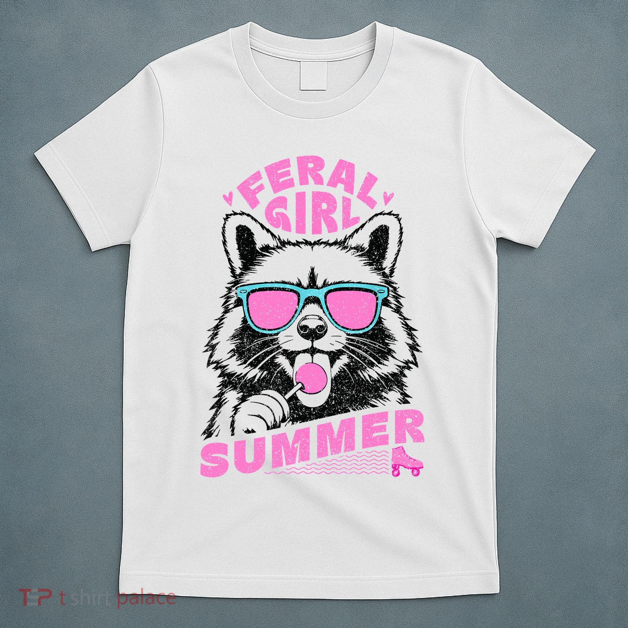 Feral Girl Summer Raccoon Vintage T-Shirt