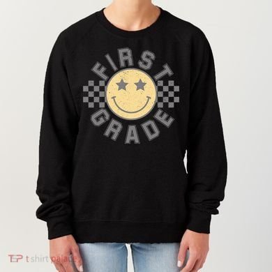 First Grade Star Smile Checker Back To School Retro Women's Sweatshirt