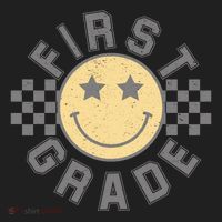 First Grade Star Smile Checker Back To School Retro Women's Sweatshirt thumb 2