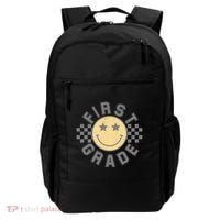 First Grade Star Smile Checker Back To School Retro Backpack thumb 0