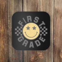 First Grade Star Smile Checker Back To School Retro Coaster thumb 0