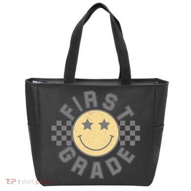 First Grade Star Smile Checker Back To School Retro Tote Bag