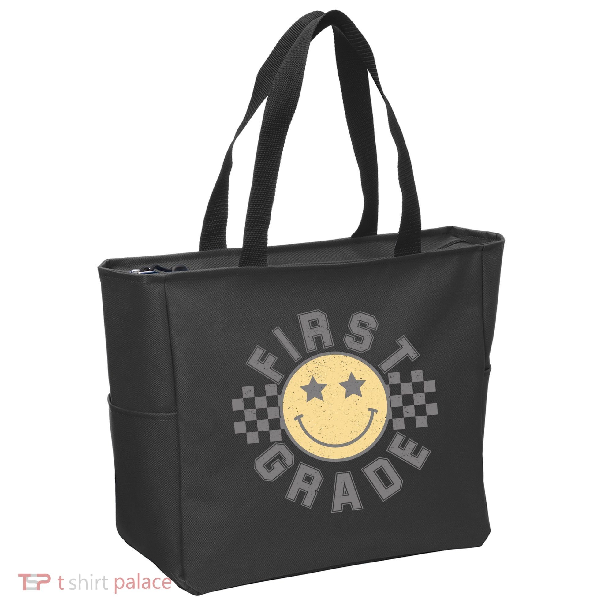 First Grade Star Smile Checker Back To School Retro Tote Bag